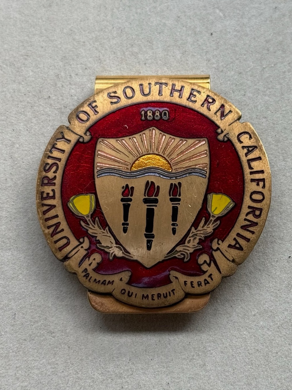 Vintage USC 1970s crest tie/money clip